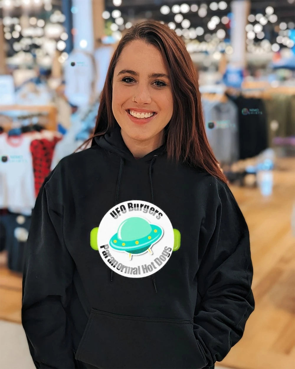 UFO Burgers Paranormal Hot Dogs aliens - Adult & Kids T-Shirts, Sweatshirts & Hoodies apparel design preview 5