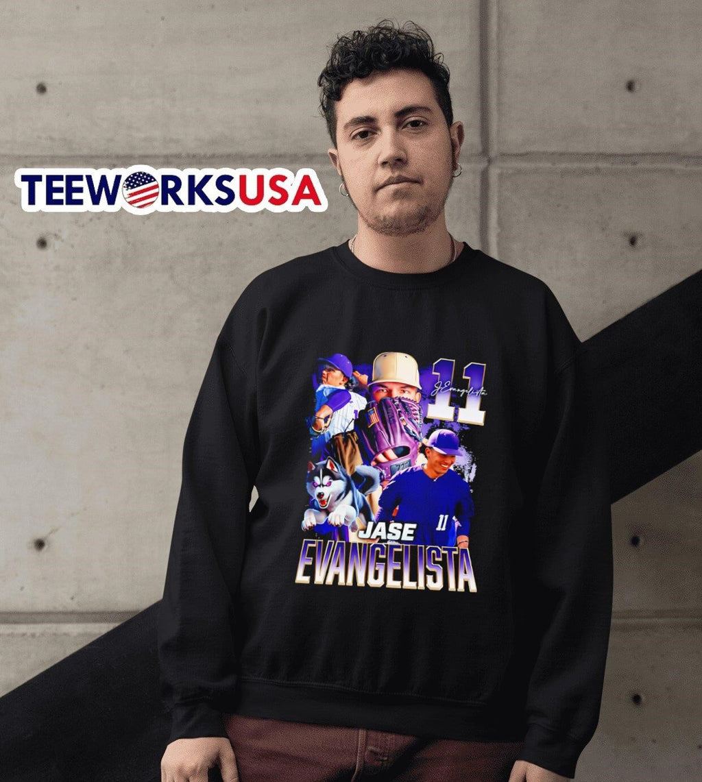 Jase Evangelista Washington Huskies baseball retro - Adult & Kids T-Shirts, Sweatshirts & Hoodies apparel design preview 6