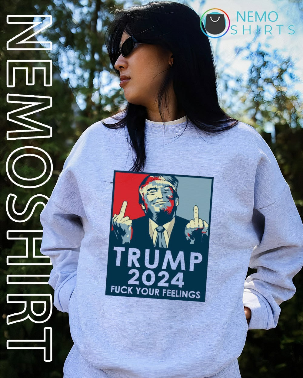 Trump 2024 fuck your feelings hope style - Adult & Kids T-Shirts, Sweatshirts & Hoodies apparel design preview 4