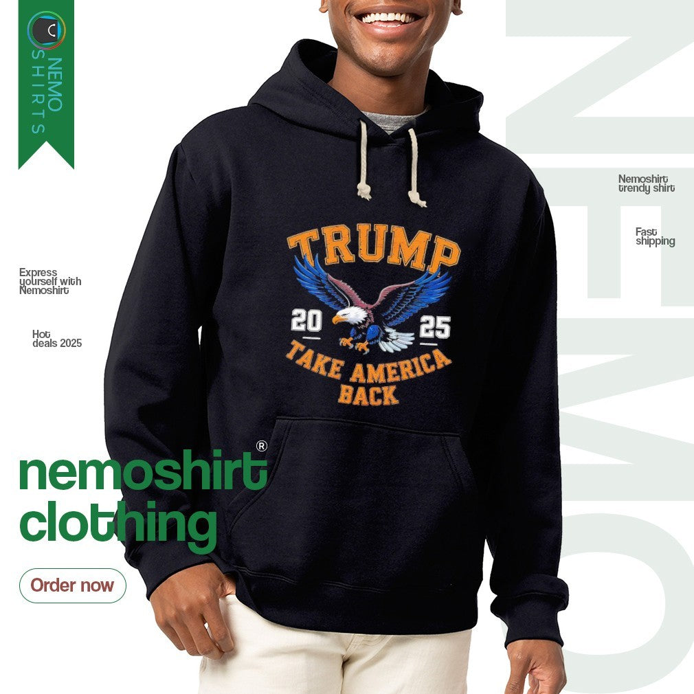 Trump take America back 2025 bald eagle - Adult & Kids T-Shirts, Sweatshirts & Hoodies apparel design preview 2