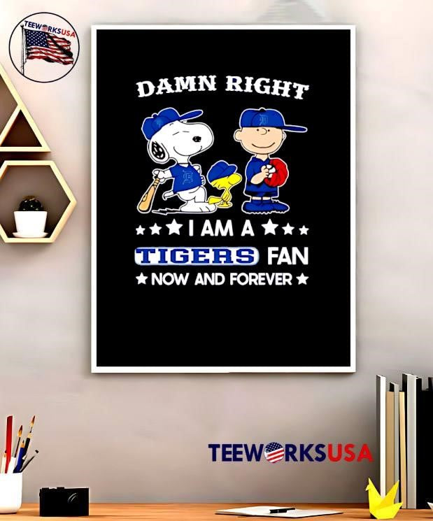 Damn Right I Am A Tigers Fan Now and Forever Snoopy - Adult & Kids T-Shirts, Sweatshirts & Hoodies apparel design preview 5