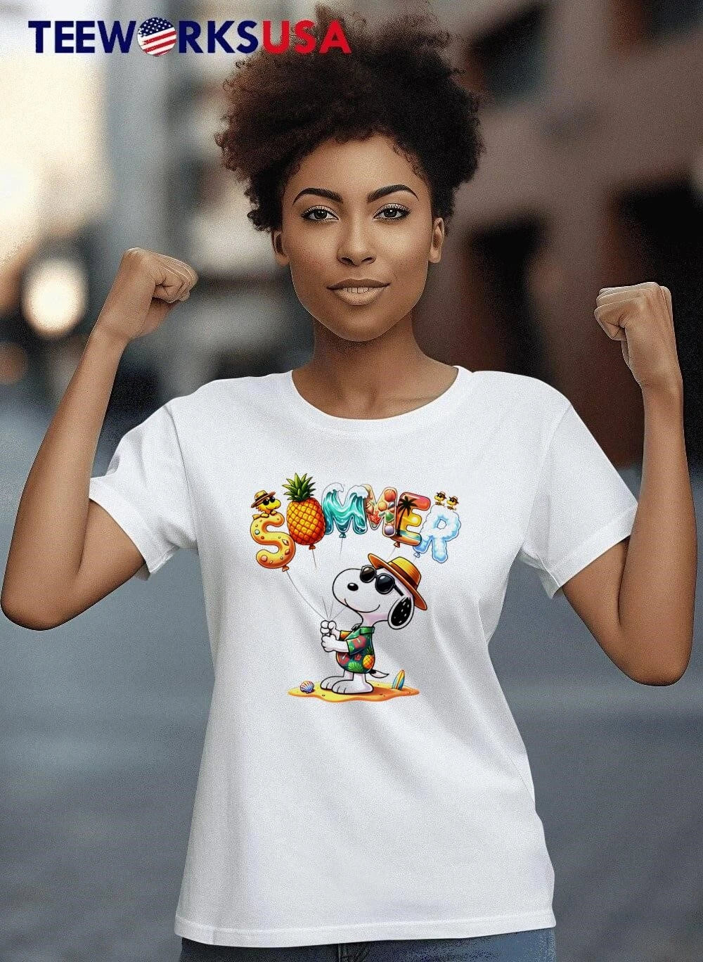 Summer Cartoon Snoopy Sunglasses Holding Alphabet - Adult & Kids T-Shirts, Sweatshirts & Hoodies apparel design preview 6