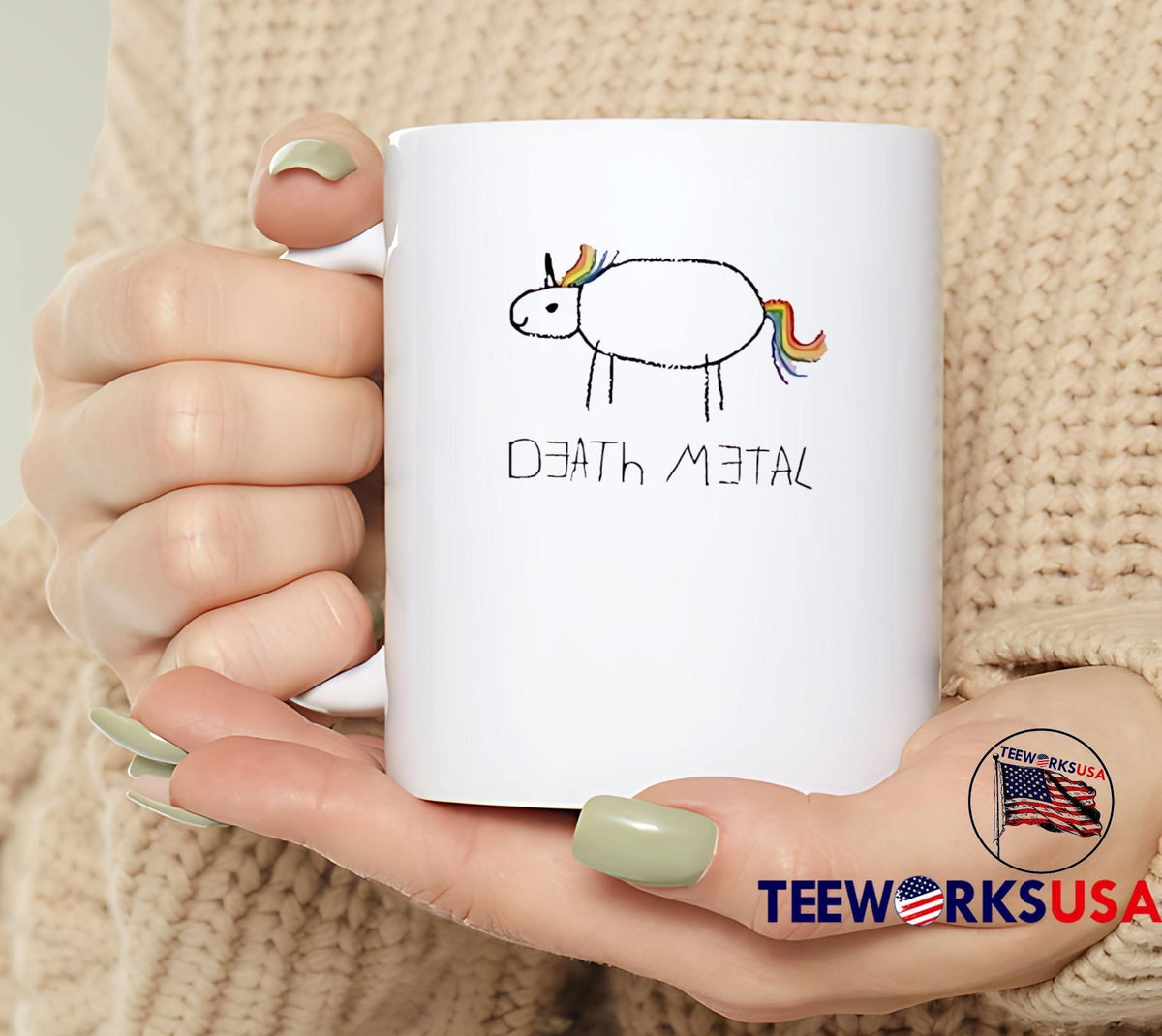 Death Metal Funny Rainbow Unicorn Sketch meme - Adult & Kids T-Shirts, Sweatshirts & Hoodies apparel design preview 6