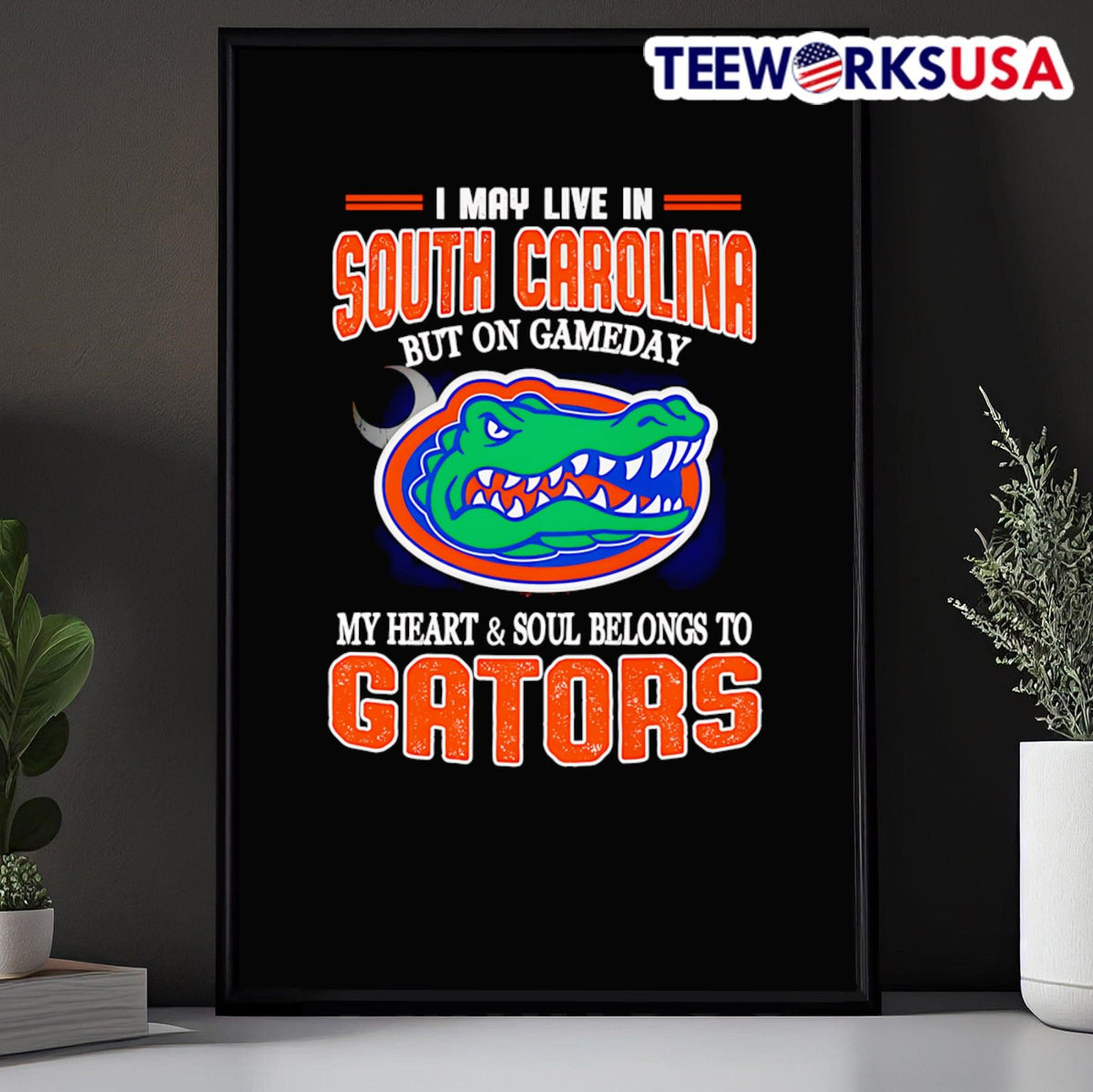 I may live in South Carolina but one gameday my heart - Adult & Kids T-Shirts, Sweatshirts & Hoodies apparel design preview 5