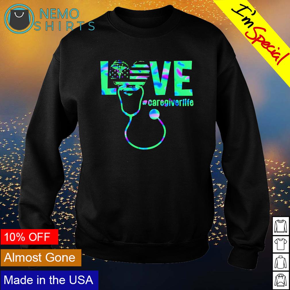 Love caregiver life american flag - Adult & Kids T-Shirts, Sweatshirts & Hoodies apparel design preview 4