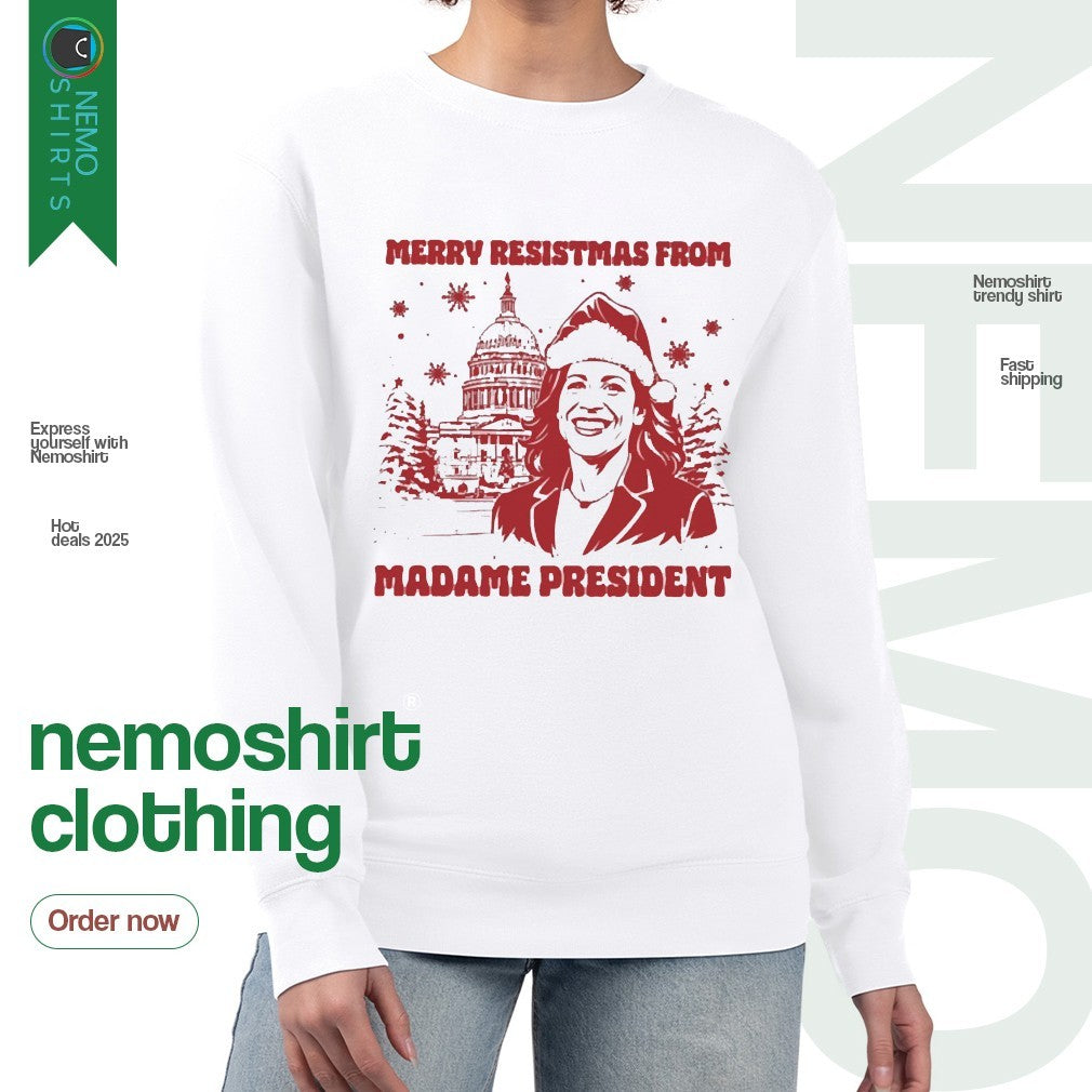 Merry resistmas from madame president - Adult & Kids T-Shirts, Sweatshirts & Hoodies apparel design preview 4