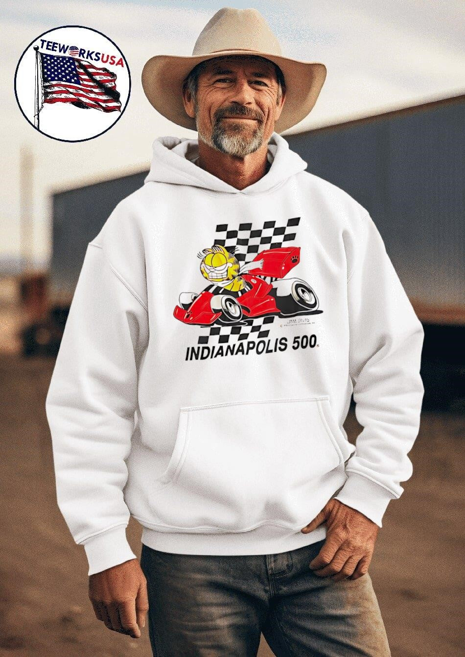 Jim Davis Indianapolis Vintage 1978 - Adult & Kids T-Shirts, Sweatshirts & Hoodies apparel design preview 2