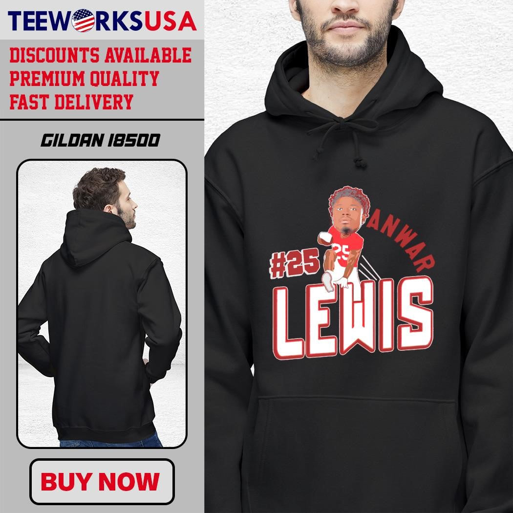 Jacksonville State Gamecocks Anwar Lewis 25 cartoon - Adult & Kids T-Shirts, Sweatshirts & Hoodies apparel design preview 2