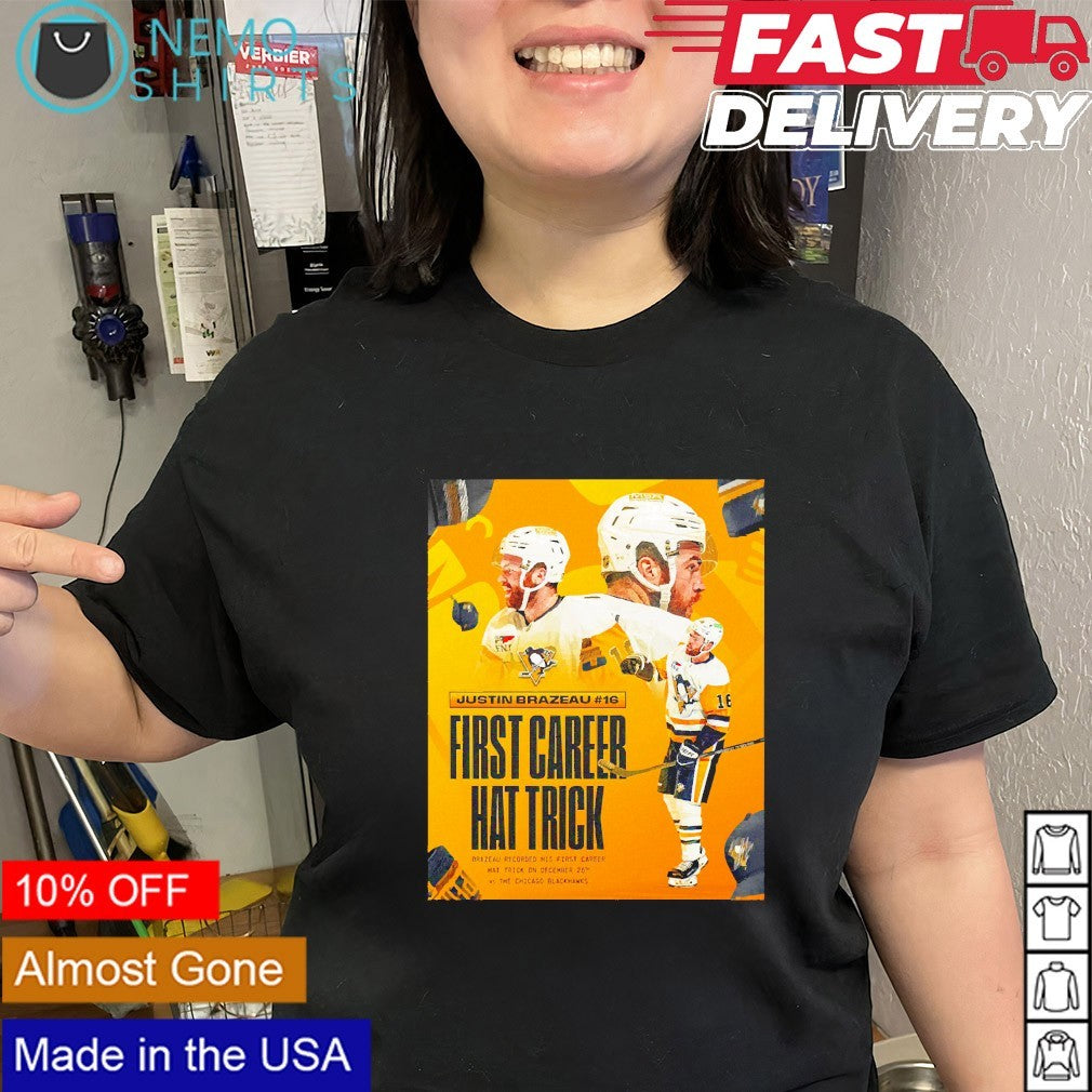 Justin Brazeau Pittsburgh Penguins first career hat - Adult & Kids T-Shirts, Sweatshirts & Hoodies apparel design preview 2