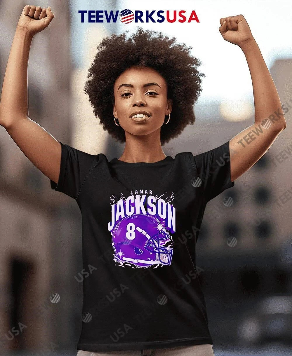 Lamar Jackson Football Helmet 8 Baltimore Ravens - Adult & Kids T-Shirts, Sweatshirts & Hoodies apparel design preview 7