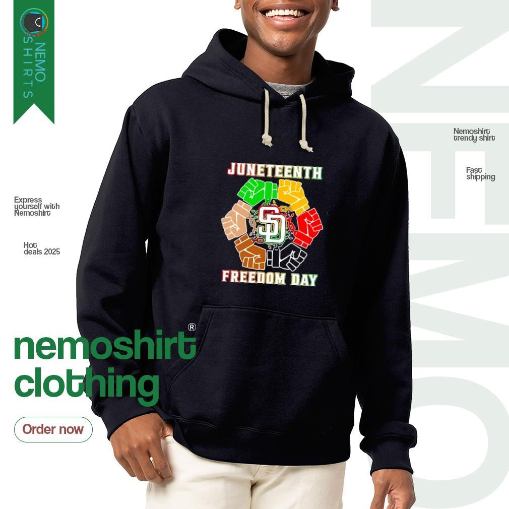 San Diego Padres Juneteenth freedom day - Adult & Kids T-Shirts, Sweatshirts & Hoodies apparel design preview 2