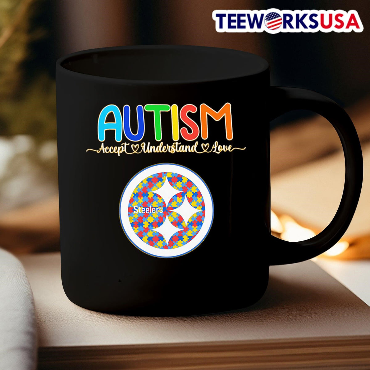 Autism accept understand love Pittsburgh Steelers - Adult & Kids T-Shirts, Sweatshirts & Hoodies apparel design preview 3