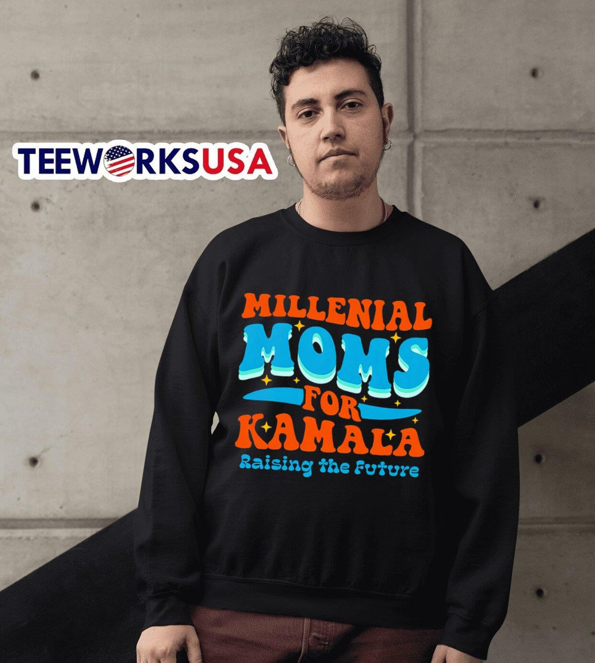 Millennial moms for Kamala Harris raising the future - Adult & Kids T-Shirts, Sweatshirts & Hoodies apparel design preview 3