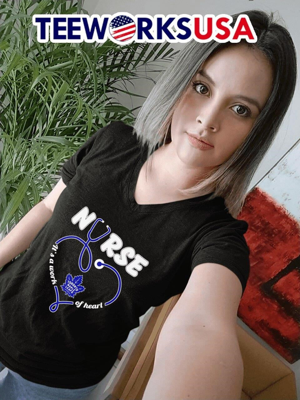 Stethoscope nurse it's a work of heart Toronto Maple - Adult & Kids T-Shirts, Sweatshirts & Hoodies apparel design preview 7