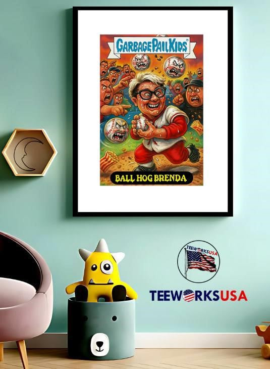 Garbage Pail Kids Ball Hog Brenda Baseball Player - Adult & Kids T-Shirts, Sweatshirts & Hoodies apparel design preview 3