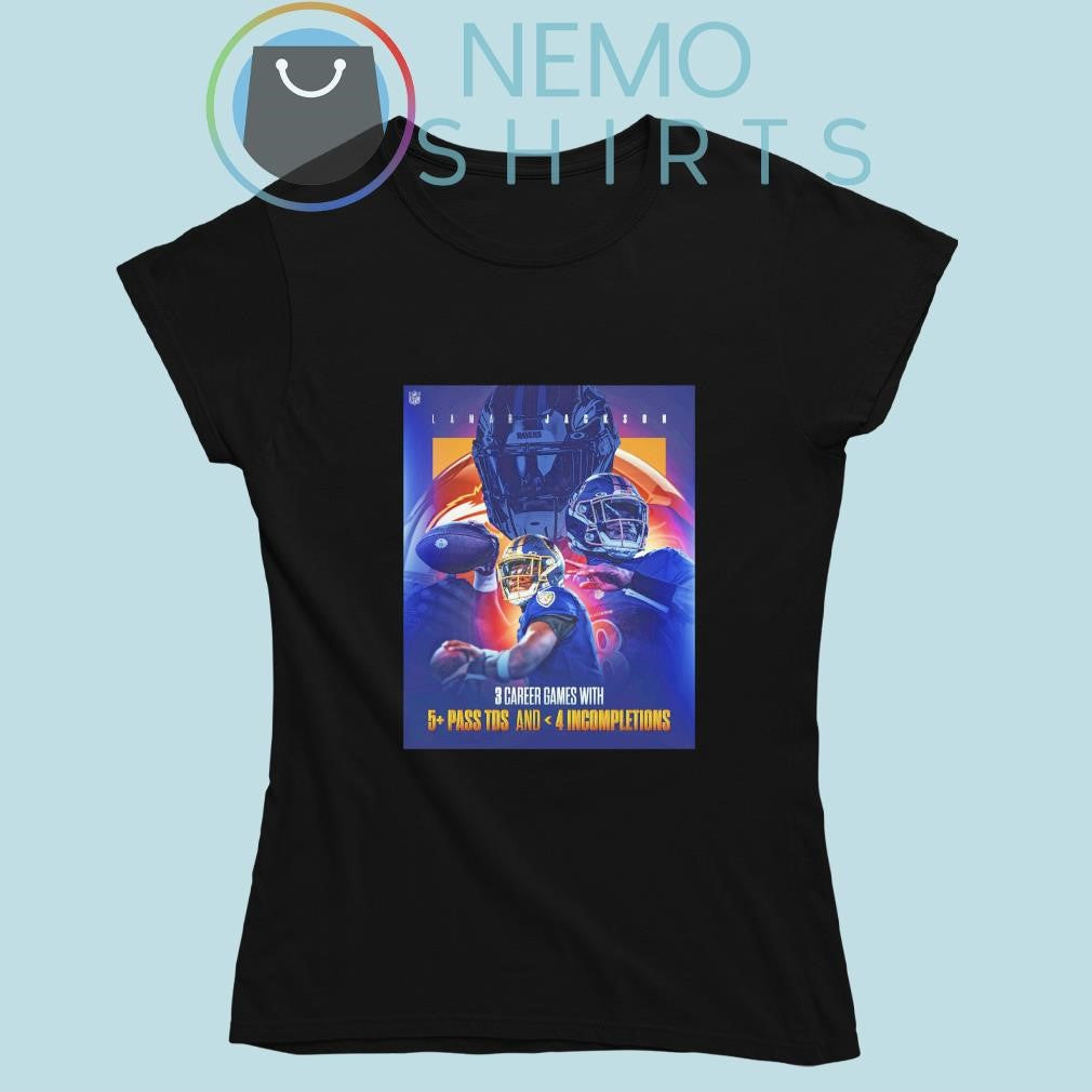 Lamar Jackson Baltimore Ravens 3 career games with 5 - Adult & Kids T-Shirts, Sweatshirts & Hoodies apparel design preview 5