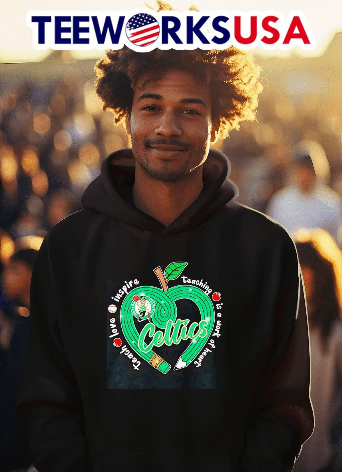 Teach love inspire teaching is a work of heart Boston - Adult & Kids T-Shirts, Sweatshirts & Hoodies apparel design preview 2