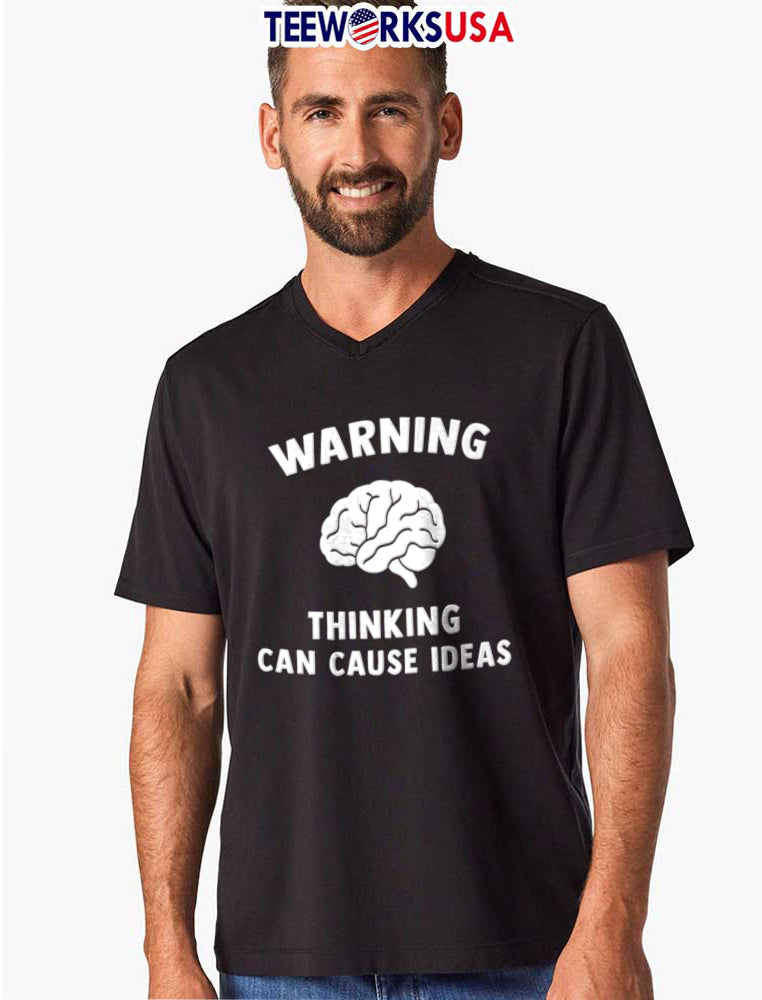 Warning Thinking Can Cause Ideas White Human Brain - Adult & Kids T-Shirts, Sweatshirts & Hoodies apparel design preview 8