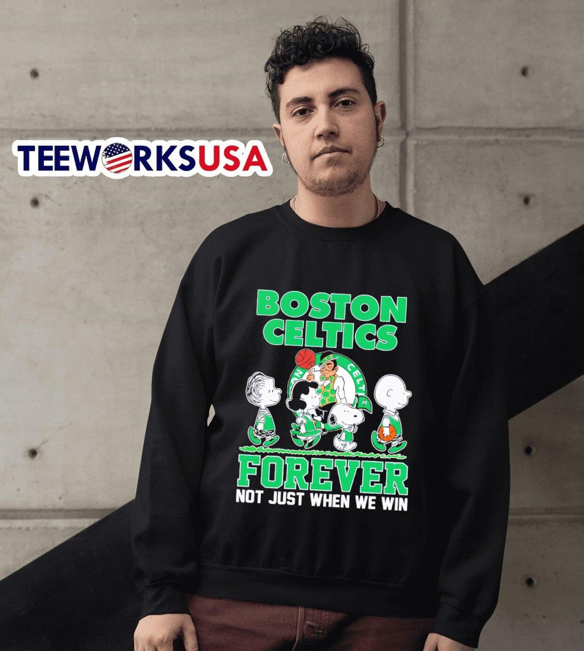 Peanuts characters Boston Celtics forever not just - Adult & Kids T-Shirts, Sweatshirts & Hoodies apparel design preview 3