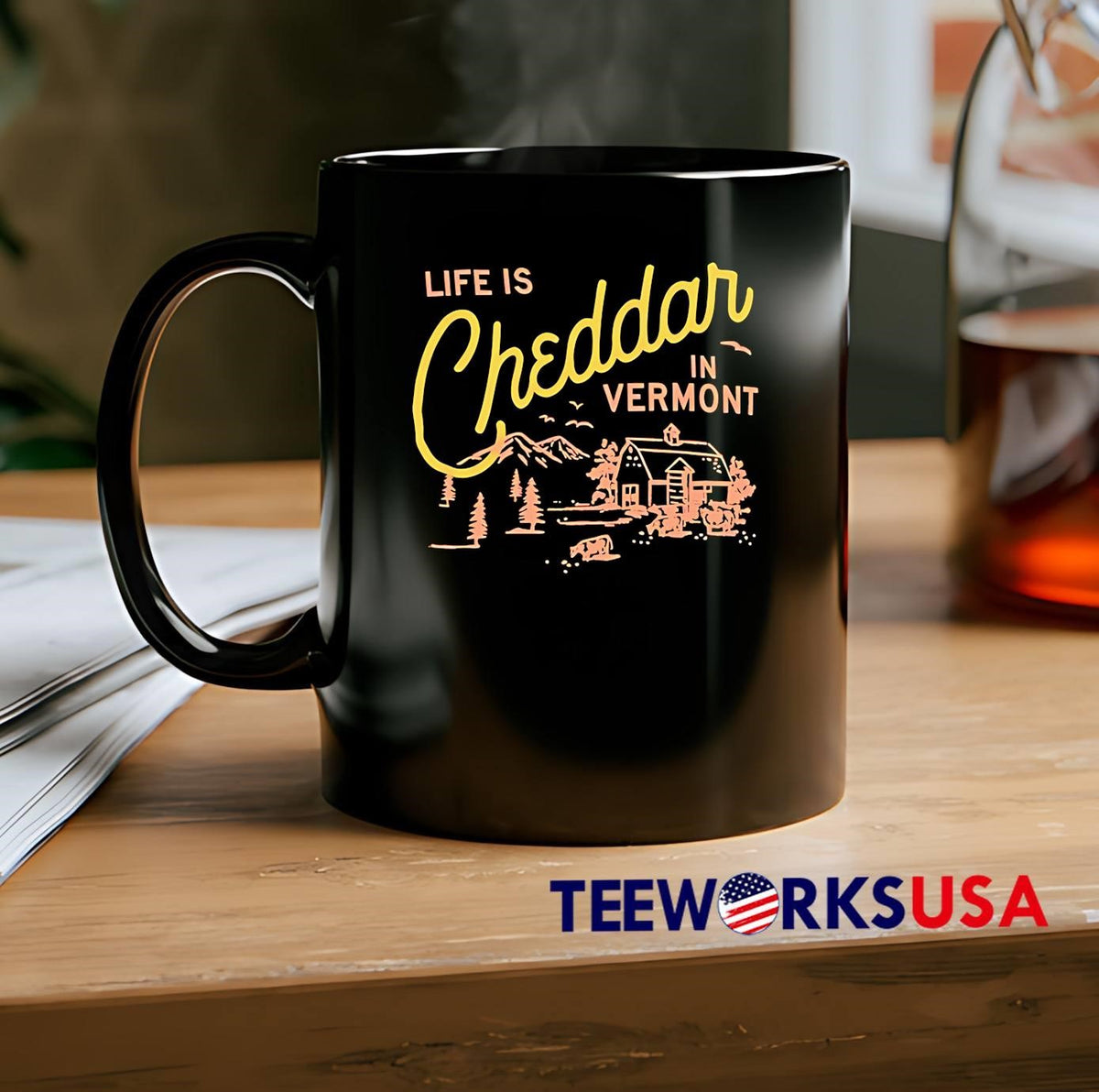 Life is Cheddar in Vermont - Adult & Kids T-Shirts, Sweatshirts & Hoodies apparel design preview 2