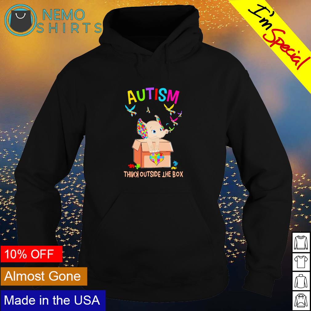 Elephant Autism think outside the box - Adult & Kids T-Shirts, Sweatshirts & Hoodies apparel design preview 2