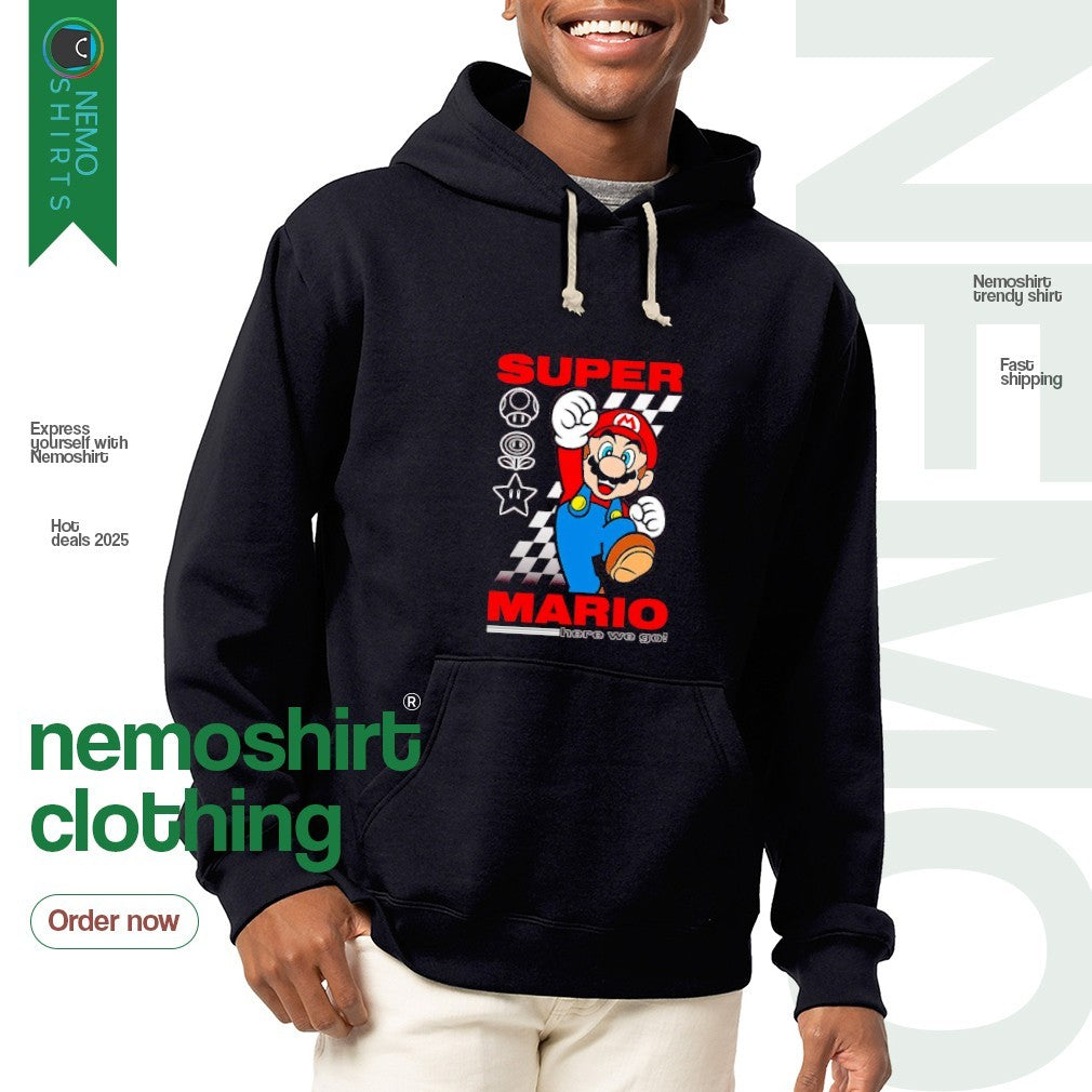 Super Mario here we go graphic - Adult & Kids T-Shirts, Sweatshirts & Hoodies apparel design preview 2