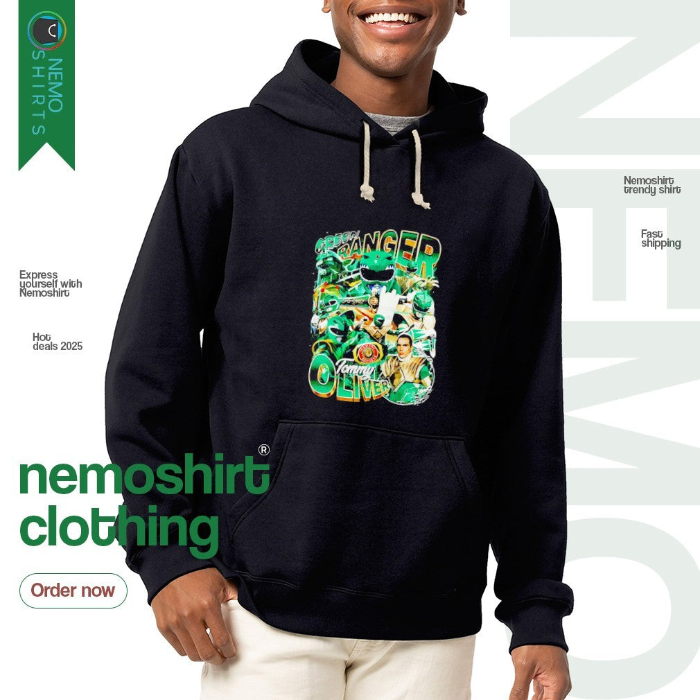Green Ranger Tommy Oliver signature graphic - Adult & Kids T-Shirts, Sweatshirts & Hoodies apparel design preview 2