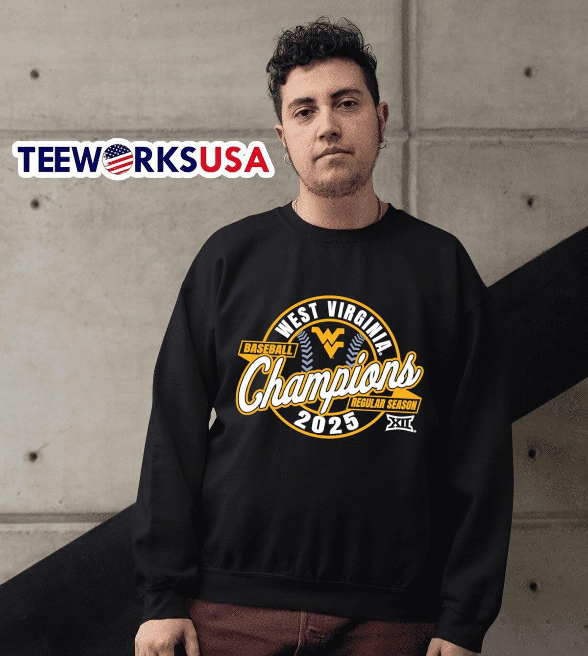 West Virginia Mountaineers 2025 Big 12 Baseball - Adult & Kids T-Shirts, Sweatshirts & Hoodies apparel design preview 6