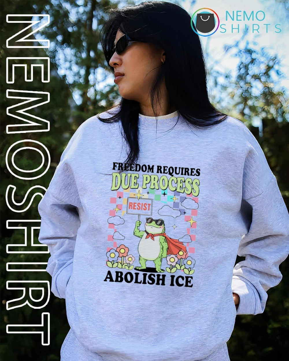 Freedom requires due process Abolish Ice frog resist - Adult & Kids T-Shirts, Sweatshirts & Hoodies apparel design preview 4