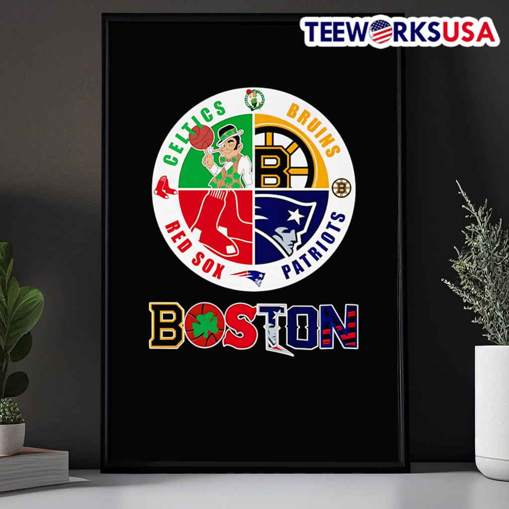 Boston Celtics Bruins Red Sox and Patriots logo - Adult & Kids T-Shirts, Sweatshirts & Hoodies apparel design preview 5