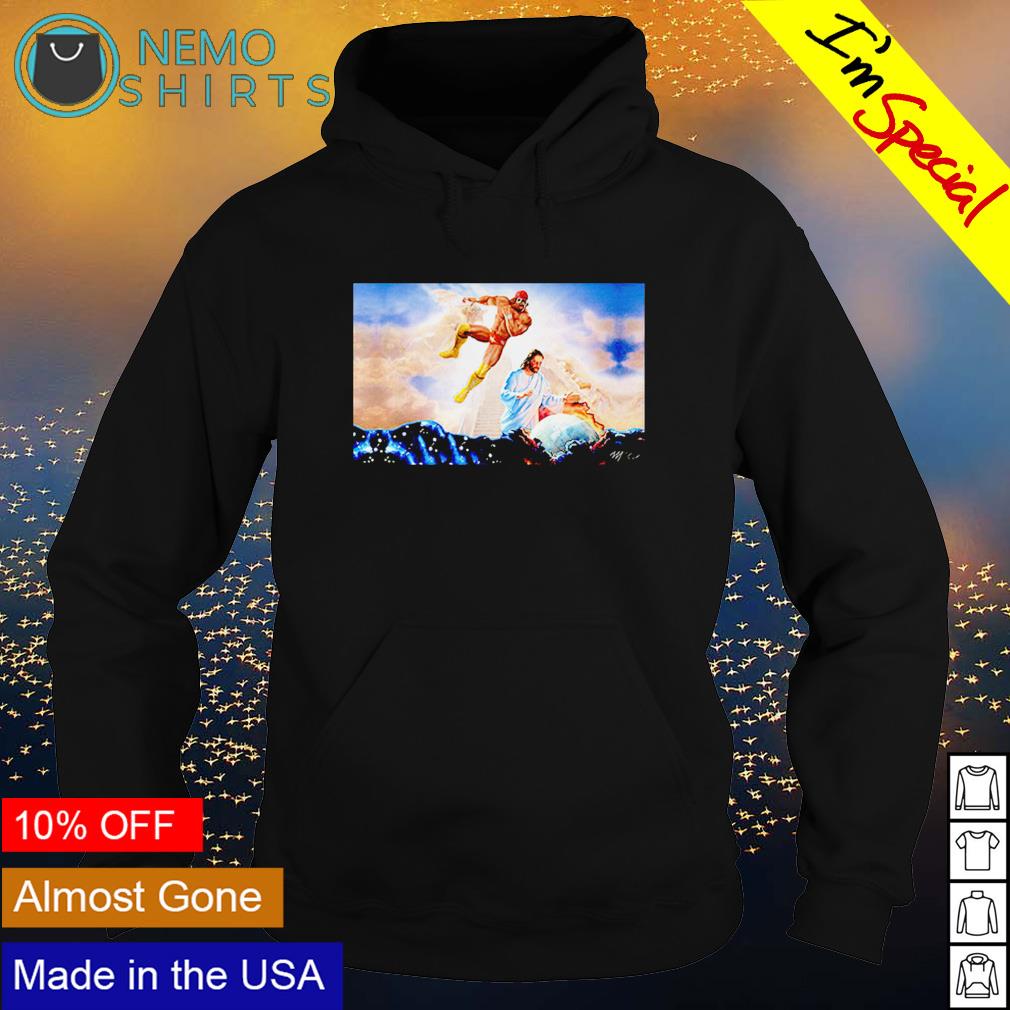 Macho Man Randy Savage Elbow Drop Jesus - Adult & Kids T-Shirts, Sweatshirts & Hoodies apparel design preview 2