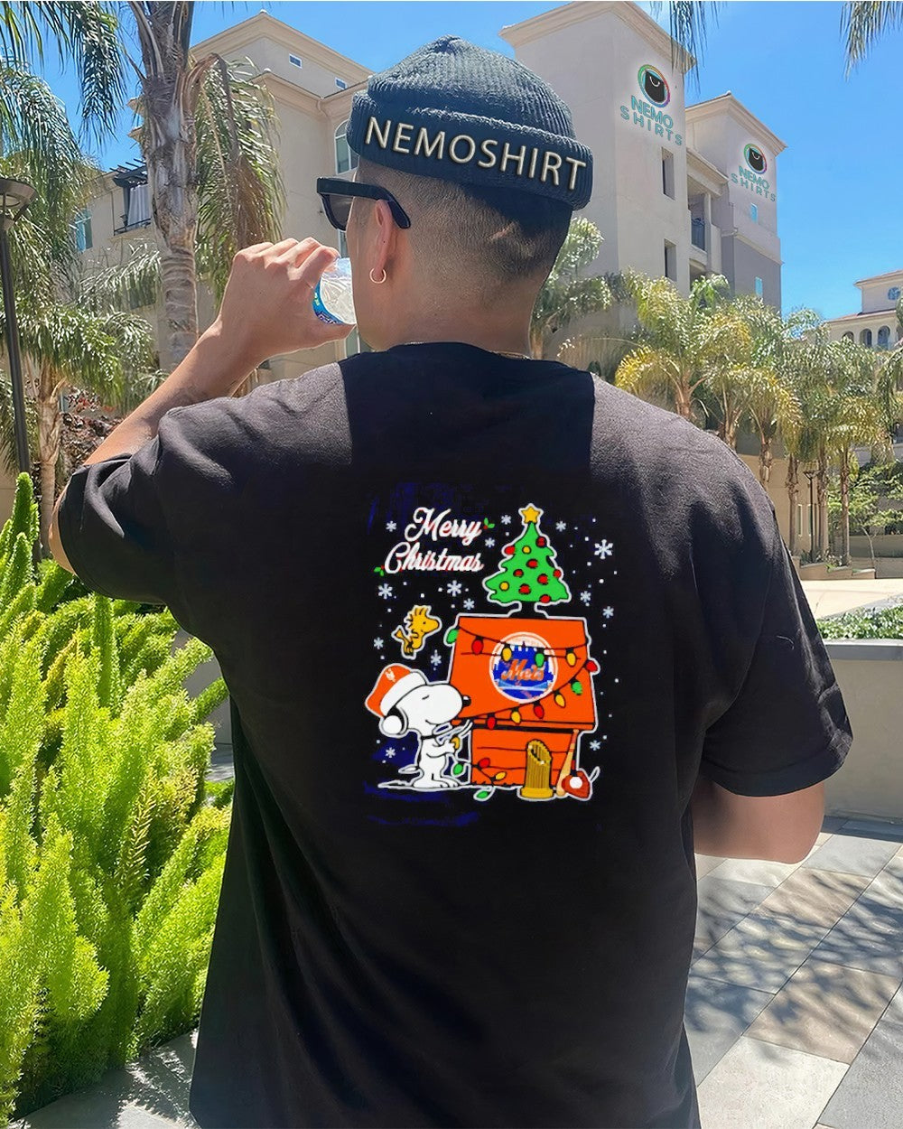 New York Mets Snoopy Merry Christmas baseball world - Adult & Kids T-Shirts, Sweatshirts & Hoodies apparel design preview 4