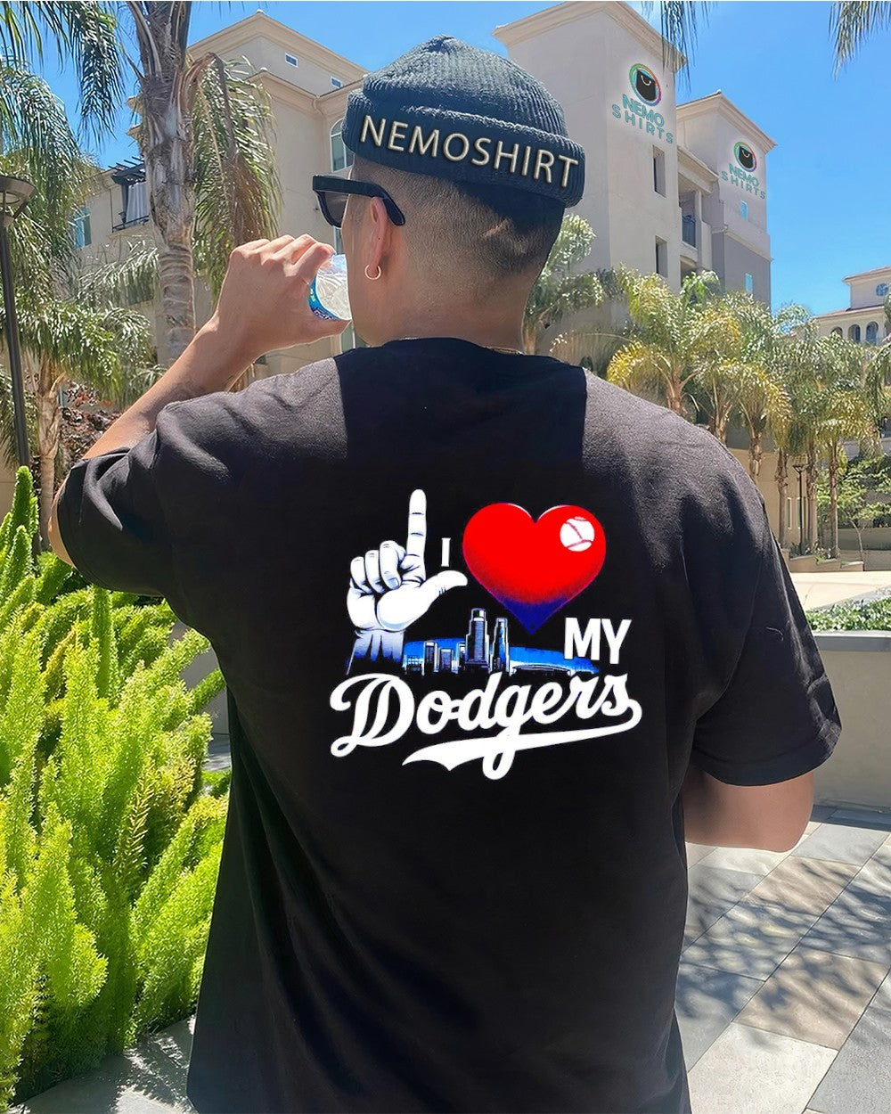 I love my Los Angeles Dodgers city skyline - Adult & Kids T-Shirts, Sweatshirts & Hoodies apparel design preview 4