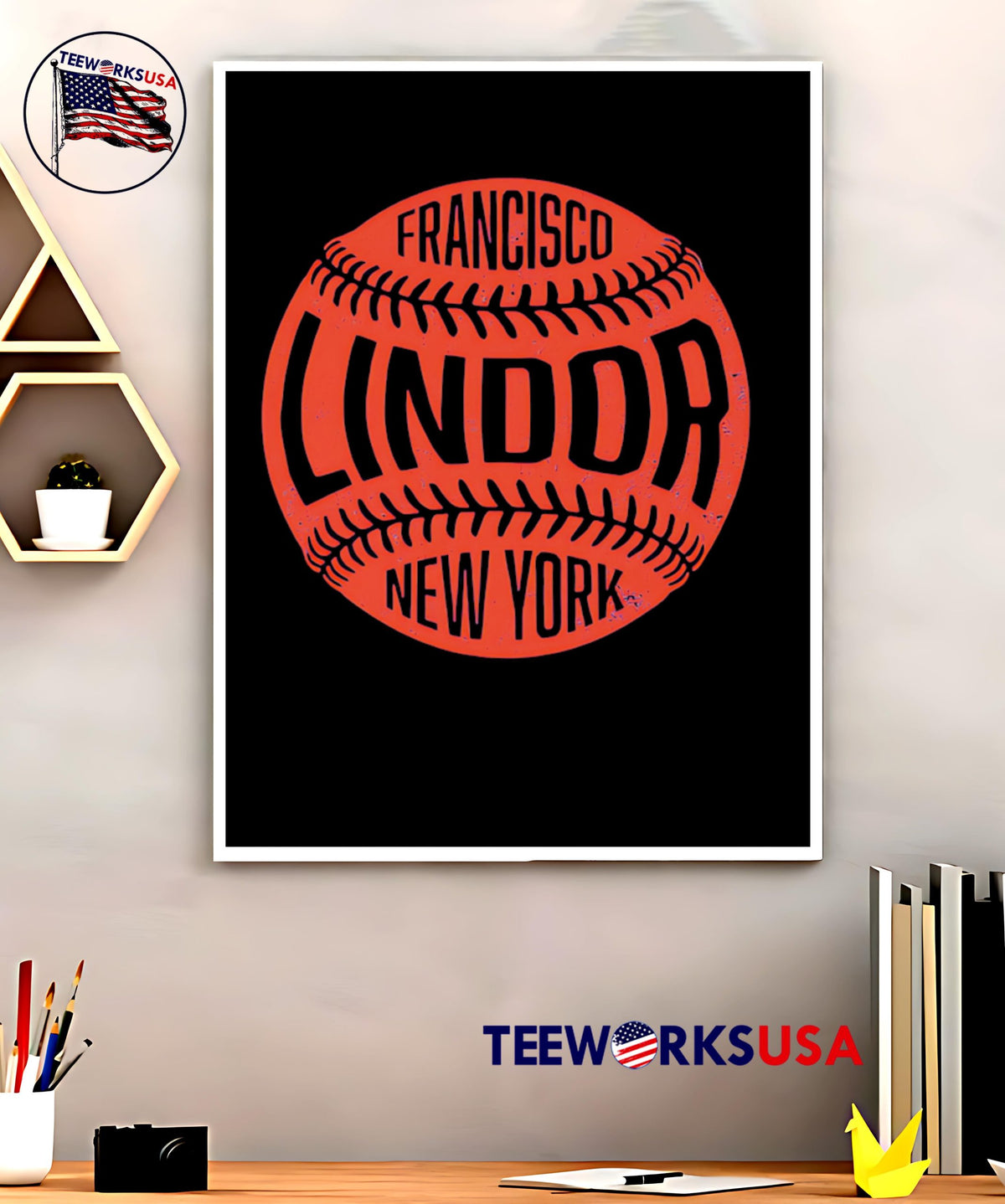 Francisco Lindor New York M Vintage Baseball - Adult & Kids T-Shirts, Sweatshirts & Hoodies apparel design preview 5