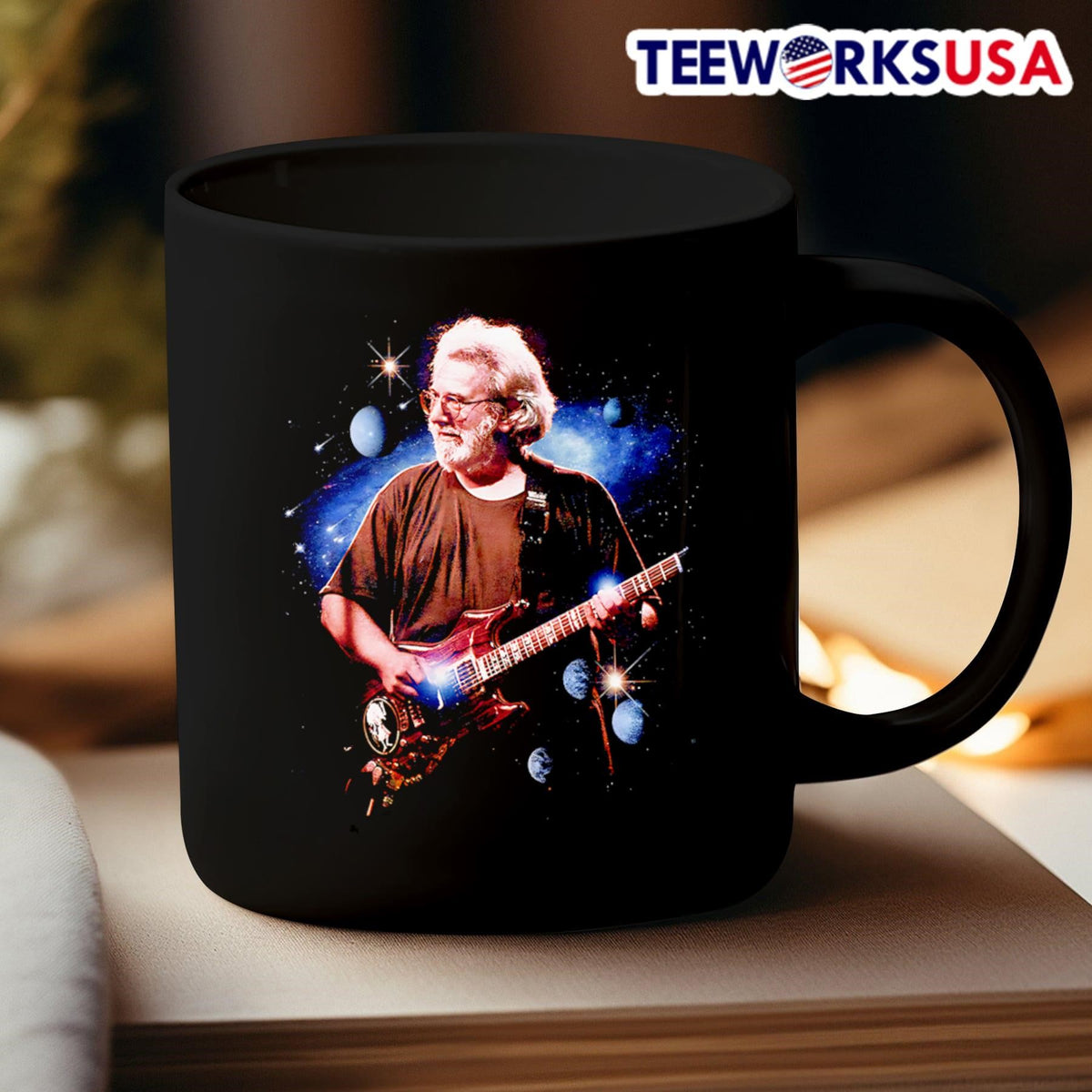 Jerry Garcia playing guitar space - Adult & Kids T-Shirts, Sweatshirts & Hoodies apparel design preview 3