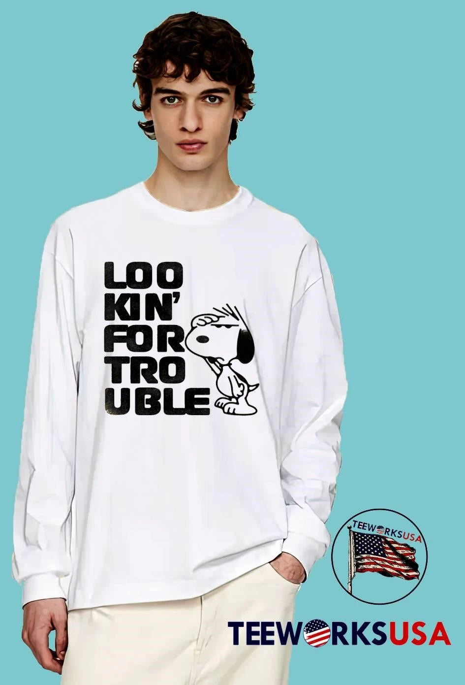 Peanuts Lookin For Trouble Cartoon Snoopy Hand Over - Adult & Kids T-Shirts, Sweatshirts & Hoodies apparel design preview 3