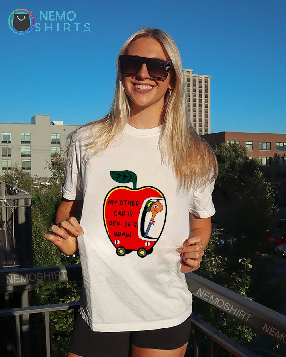 My other Car is RFK Jr's brain apple - Adult & Kids T-Shirts, Sweatshirts & Hoodies apparel design preview 6