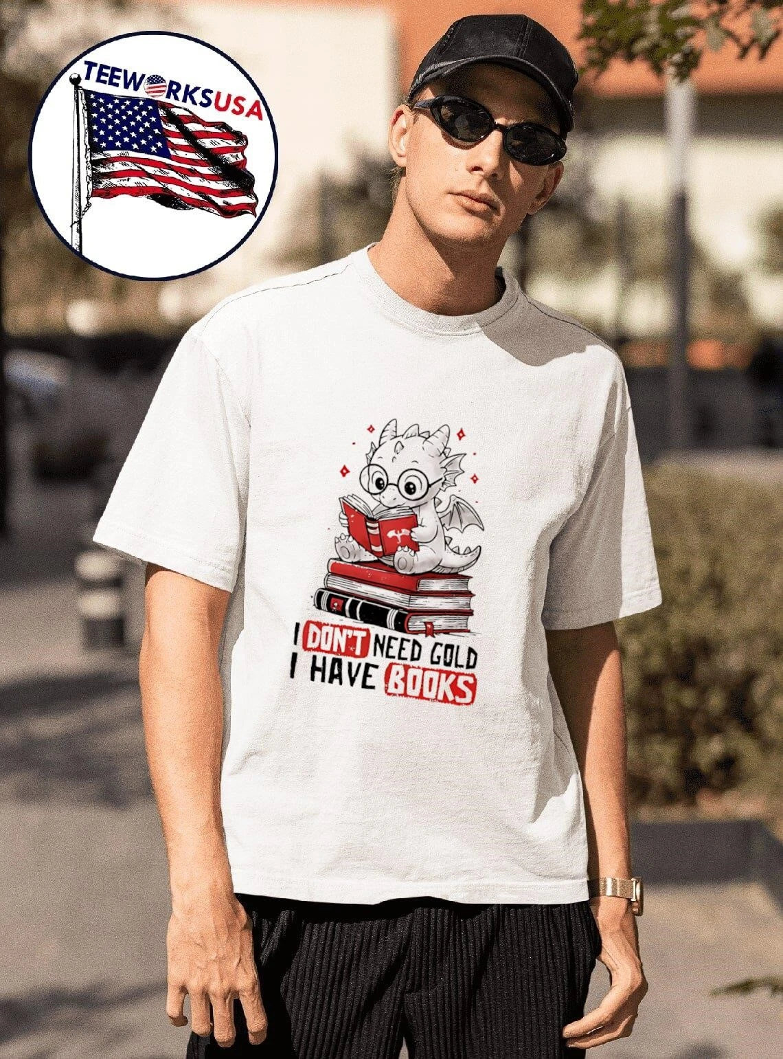 Dragon reader I don't need gold have books - Adult & Kids T-Shirts, Sweatshirts & Hoodies apparel design preview 1