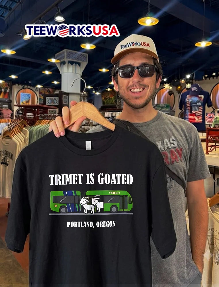 Trimet Is Goated Portland Oregon Cartoon White Goats - Adult & Kids T-Shirts, Sweatshirts & Hoodies apparel design preview 2