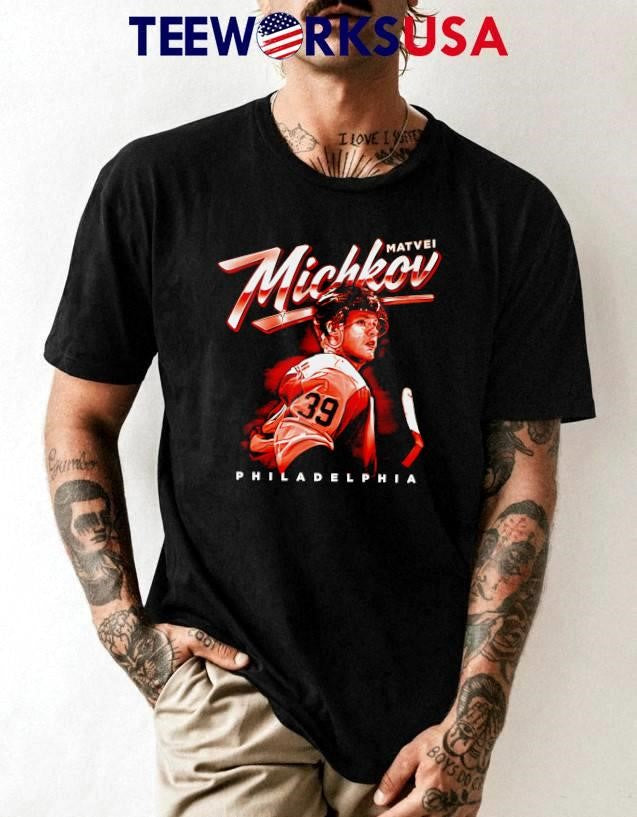 Matvei Michkov Philadelphia Bitmap American ice - Adult & Kids T-Shirts, Sweatshirts & Hoodies apparel design preview 1