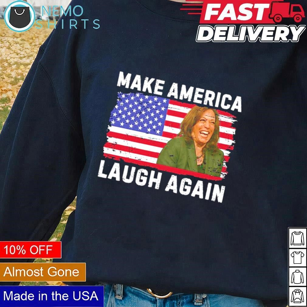 Kamala make America laugh again USA flag - Adult & Kids T-Shirts, Sweatshirts & Hoodies apparel design preview 1