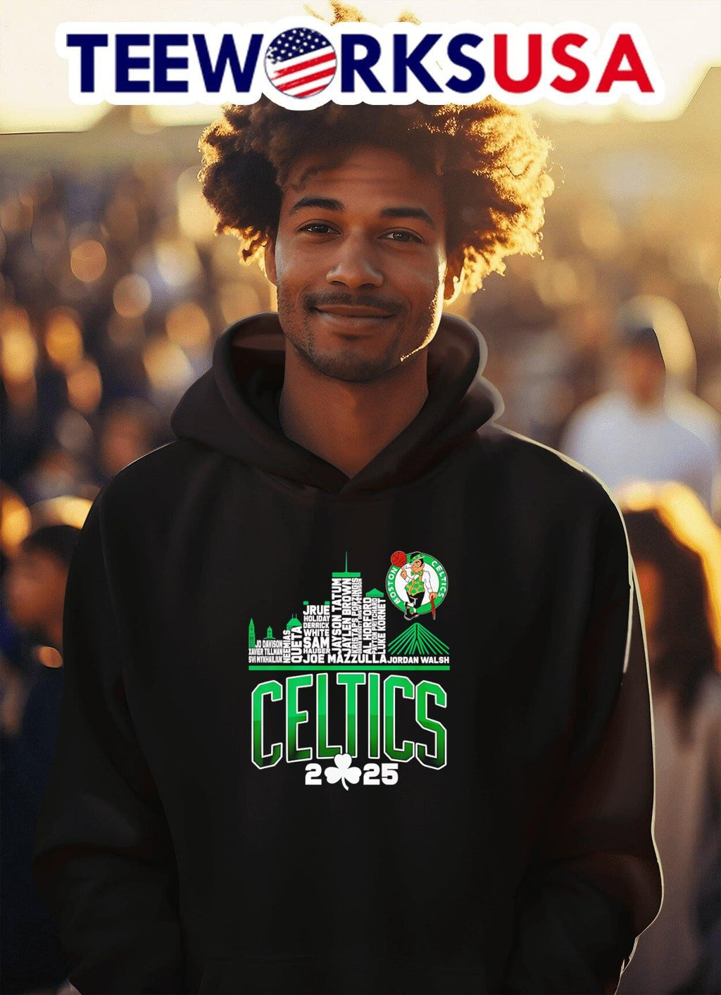 Boston Celtics 2025 skyline name - Adult & Kids T-Shirts, Sweatshirts & Hoodies apparel design preview 2