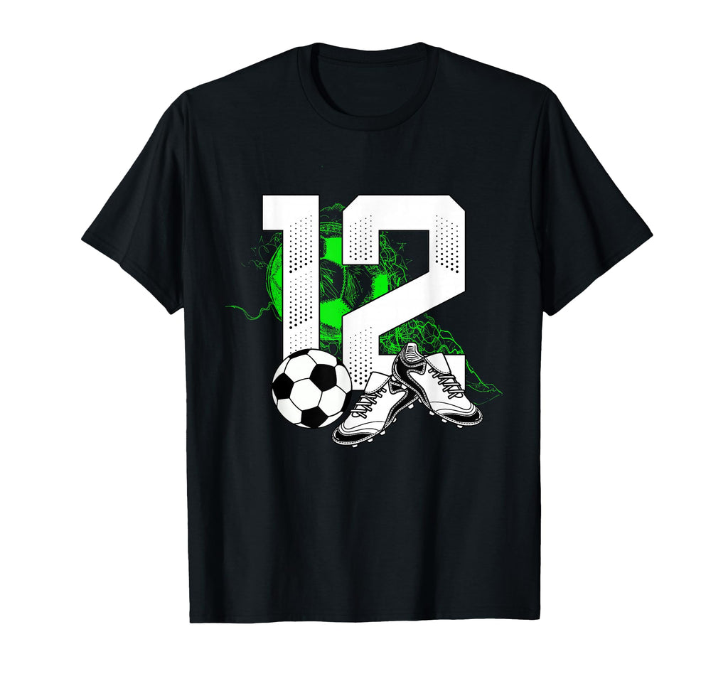 12Th Birthday Soccer Player Football T-Shirt - Aesthetic Graphic Men Women - T-Shirt, Sweatshirt, Hoodie