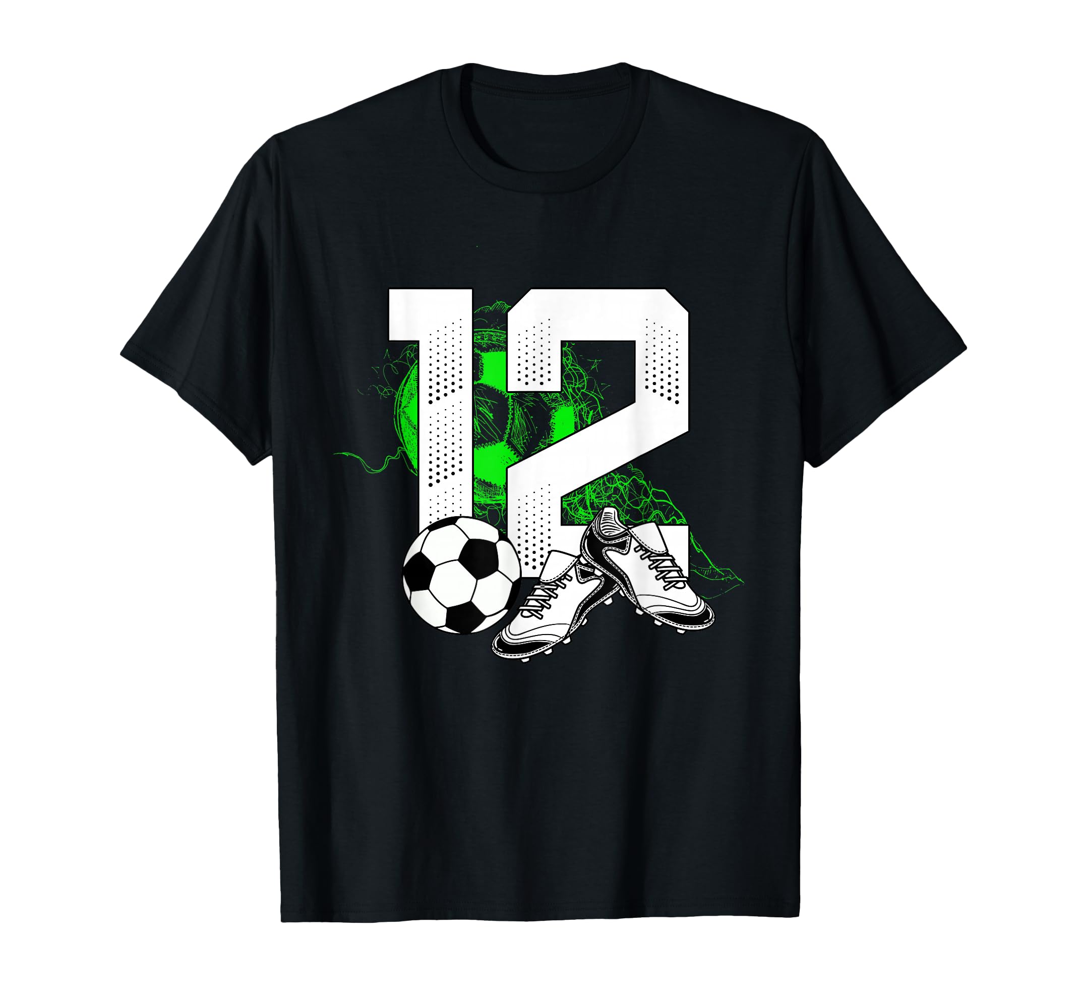 12Th Birthday Soccer Player Football T-Shirt - Aesthetic Graphic Men Women - T-Shirt, Sweatshirt, Hoodie