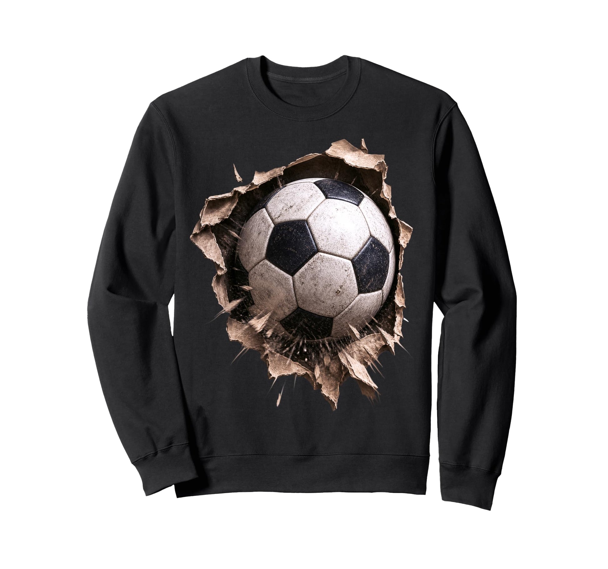 Soccer Ball Torn Fabric Bursting 3D Sweatshirt - Graphic Print Men Women - T-Shirt, Sweatshirt, Hoodie