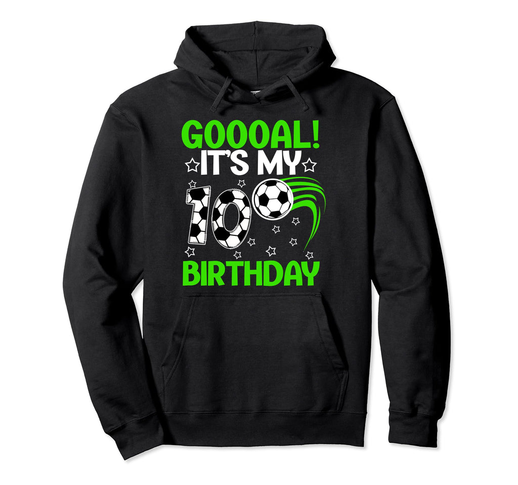 10Th Birthday Party Soccer Ten Year Old Hoodie - Graphic Print for Adults - T-Shirt, Sweatshirt, Hoodie