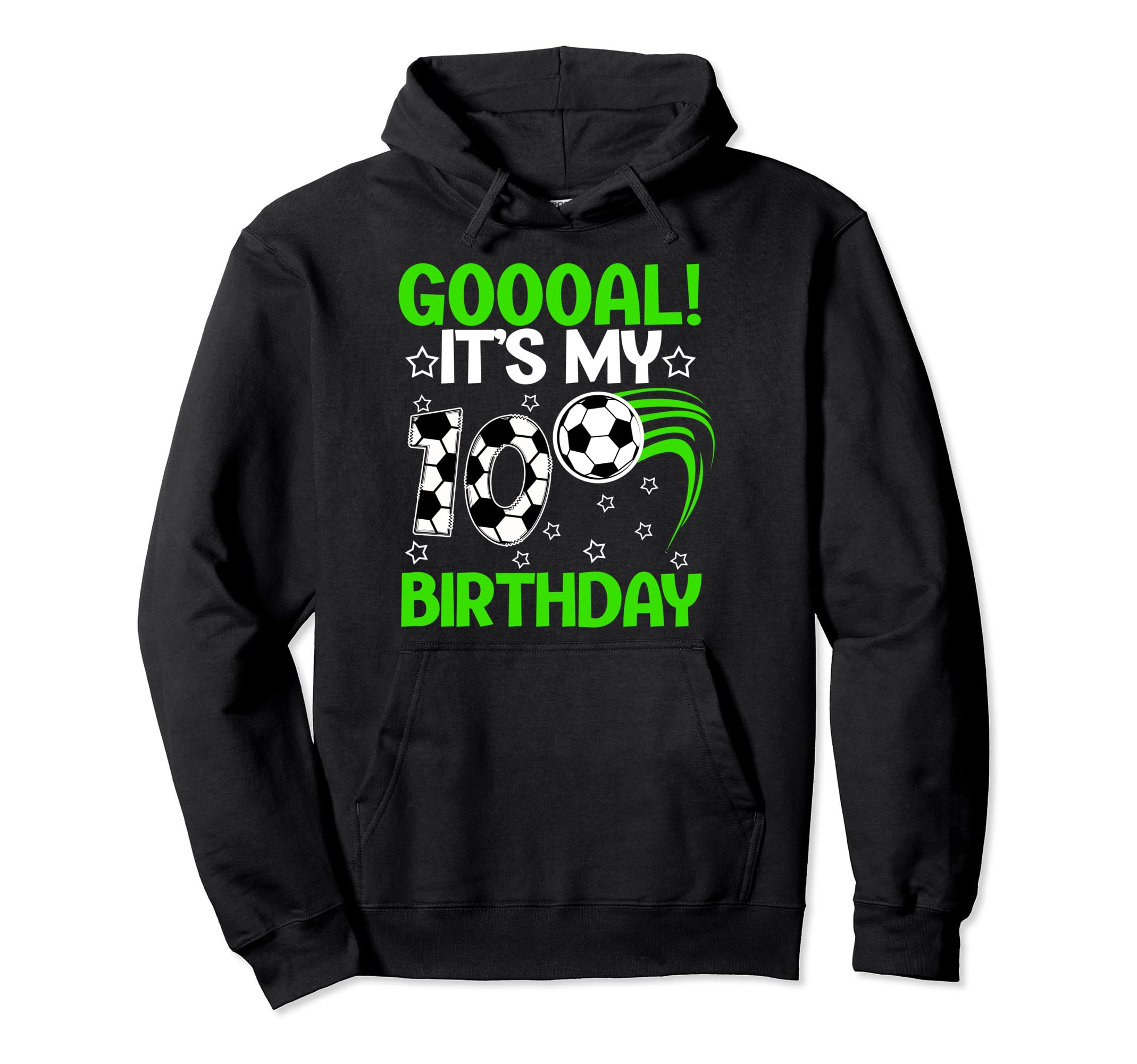 10Th Birthday Party Soccer Ten Year Old Hoodie - Graphic Print for Adults - T-Shirt, Sweatshirt, Hoodie