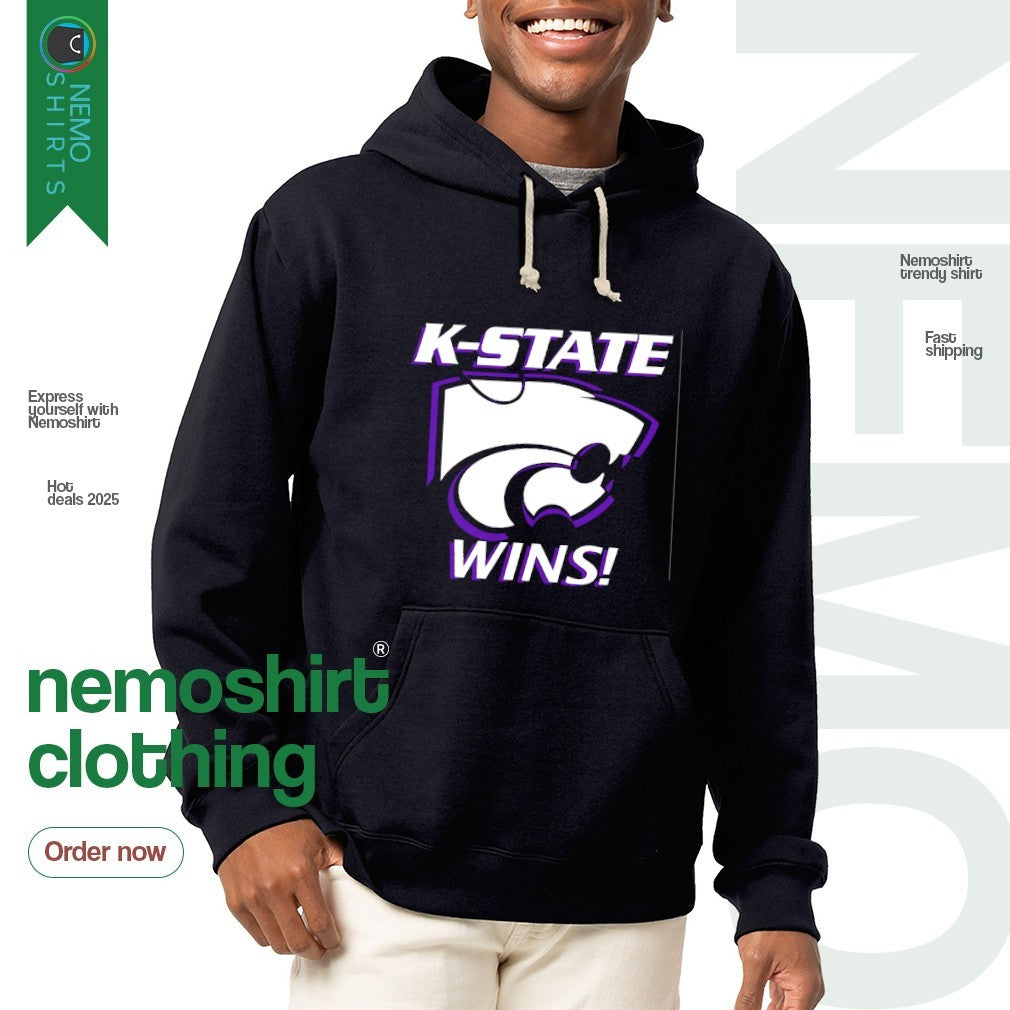K- State wins Kansas Wildcats logo - Adult & Kids T-Shirts, Sweatshirts & Hoodies apparel design preview 2