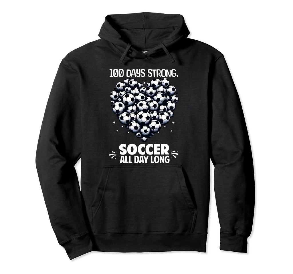100 Days School Soccer Heart Love Hoodie - Aesthetic Graphic for Adults - T-Shirt, Sweatshirt, Hoodie