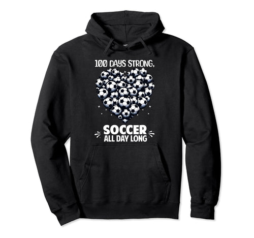100 Days School Soccer Heart Love Hoodie - Aesthetic Graphic for Adults - T-Shirt, Sweatshirt, Hoodie